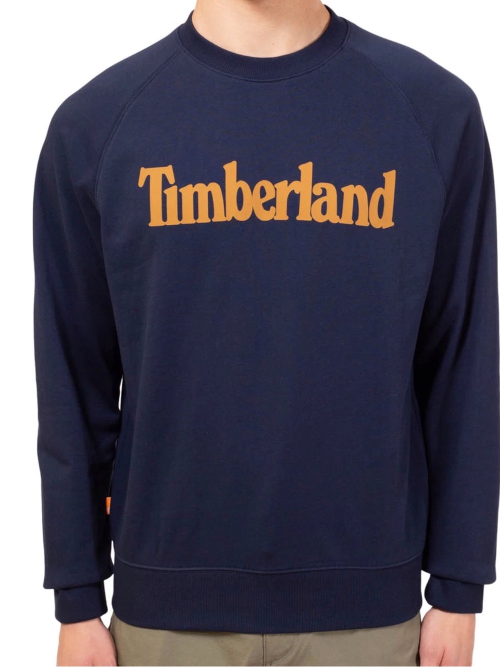 Timberland Men's Navy Crewneck Sweatshirt with Gold Logo XL